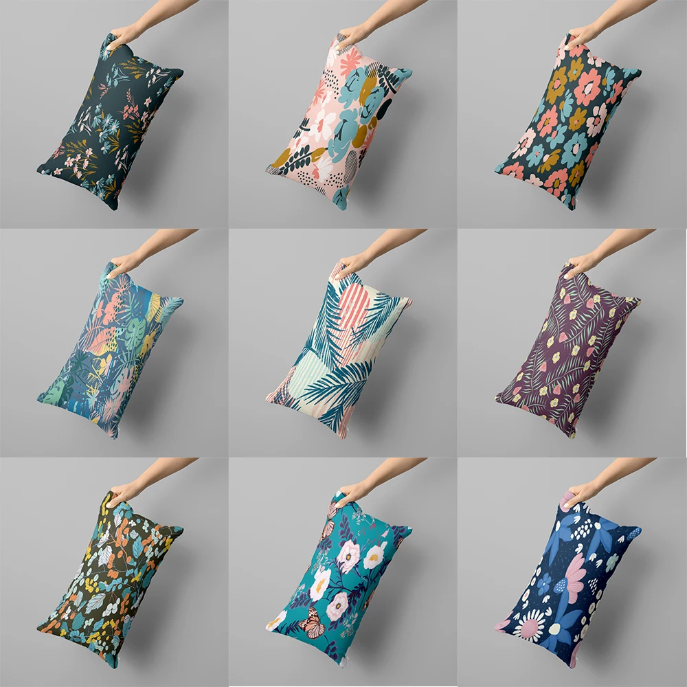 Small floral long pillowcase sofa bedroom bedside pillowcase removable and washable pillowcase 30x50, 40x60, 50x70