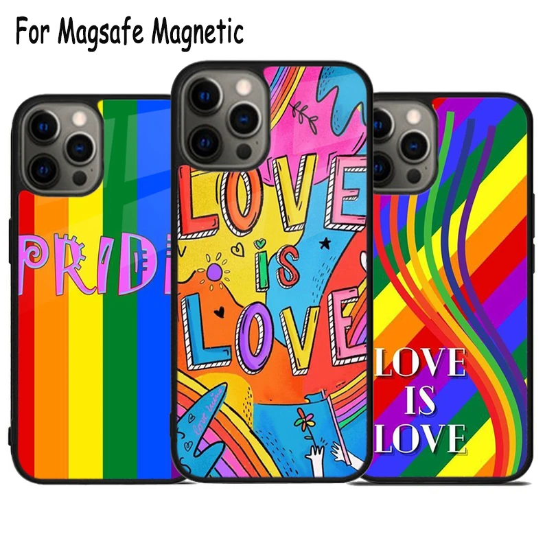 

Rainbow LGBT Pride Gay Lesbian Wireless Magsafe Phone Case For iPhone 15 16 14 13 11 12 Pro Max Plus Magnetic Bumper Cover
