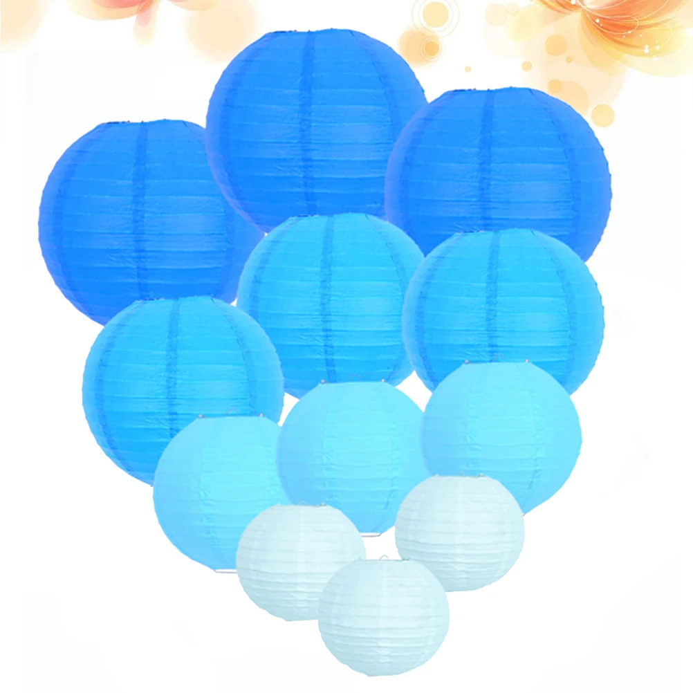 12pcs Circular Paper Lanterns Lightweight Durable Foldable Decorative Hanging Festive Spring Festival Lantern Christmas