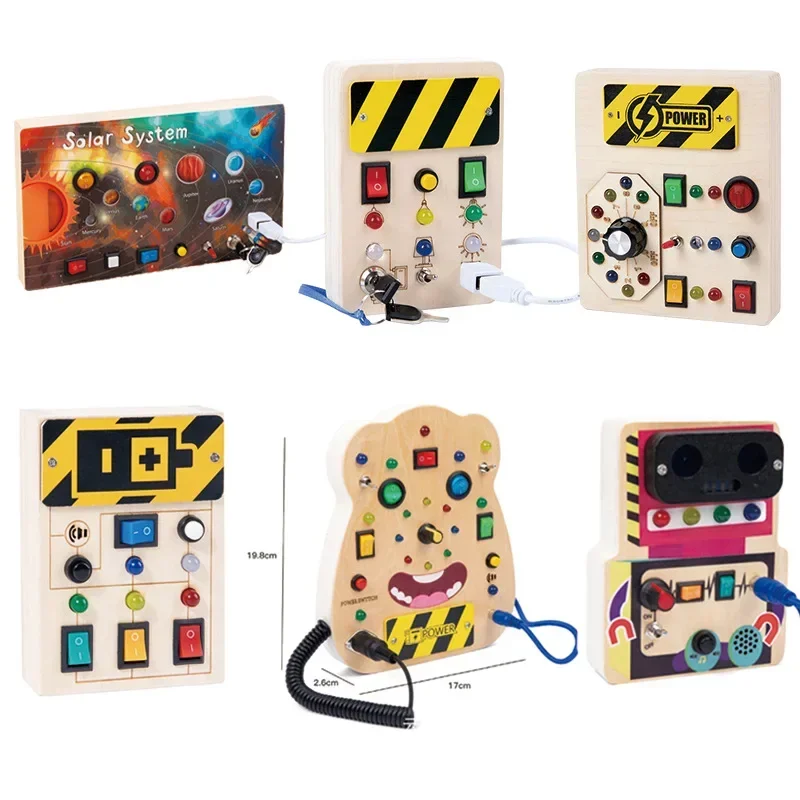 Montessori Drukke Board Circuit Led Licht Socket Aan/Uit Baby Vroege Hand Fijn Cognitief Onderwijs Leermiddelen Speelgoed Geschenken Busyboard