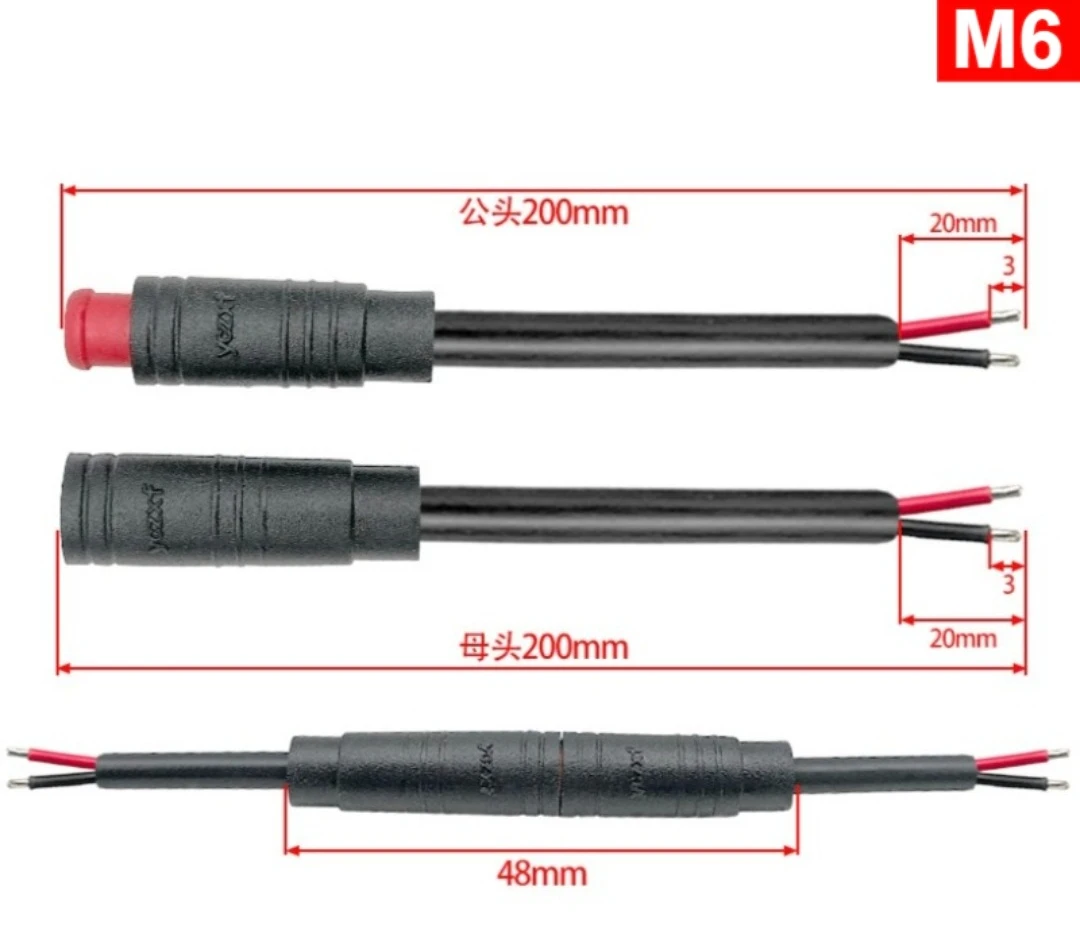 1 Paar 2-6 Pin M6 Elektrofahrrad-Verbindungsstecker, Verdrahtungsleitung, Roller-Bremskabel-Stecker, Signalverbindungssensor-Kabel 20CM – Detail 11