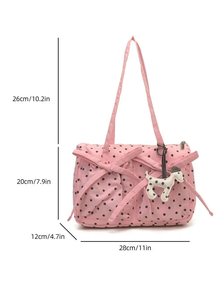 New Fashion Polka Dot Tote Bag Women Bow Design Large Capacity Folding Shoulder Pillow Bag Korean Cute Style Ins Handbag - view 6