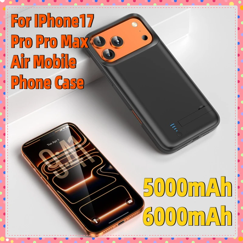 

For IPhone17 Pro Pro Max Air Back Clip Battery Mobile Phone Case Power Bank Large Capacity 5000mAh 6000mAh