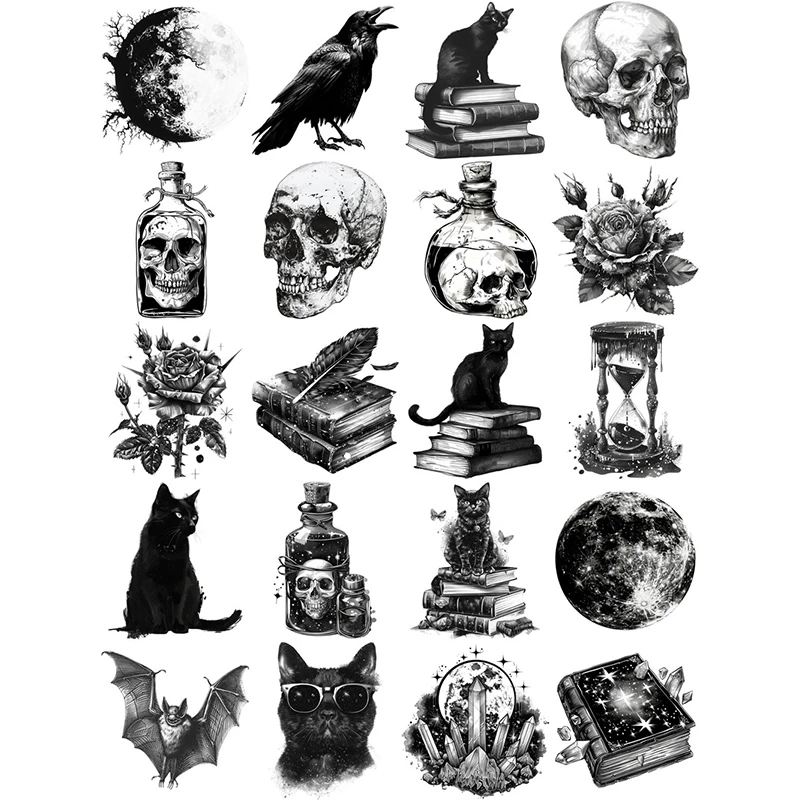 20Pcs/Pack Black Cat Skeletion Sticker DIY Craft Scrapbooking Album Junk Journal Decorative Stickers