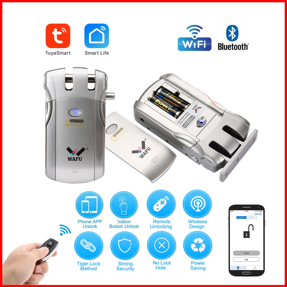 Wafu 019 Door Lock Wireless wifi Smart Lock Remote Control Locks Electronic Keyless Door Locks Phone Control Fingerprint Lock