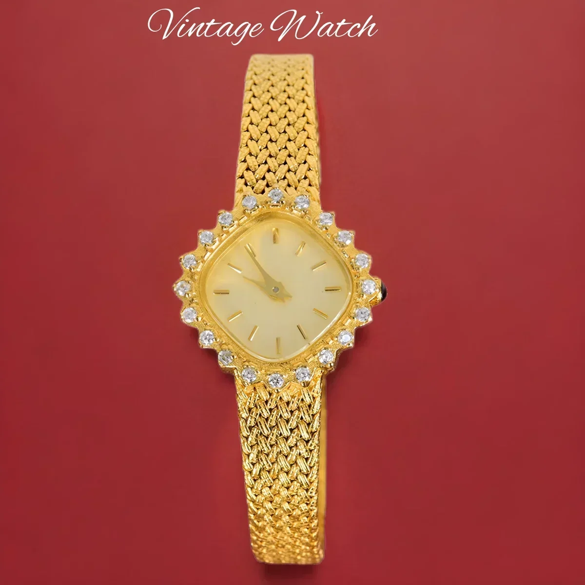 

2024 New Women's Watch Spring Festival Gift Medieval Diamond Luxury Square Vintage gold Clock