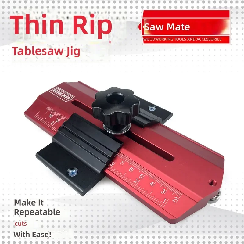 Table Saw Thin Rip Jig Sheet Cutting Positioner Precision Woodworking Guide Fence Adjustable Safety Stop Block for Accurate