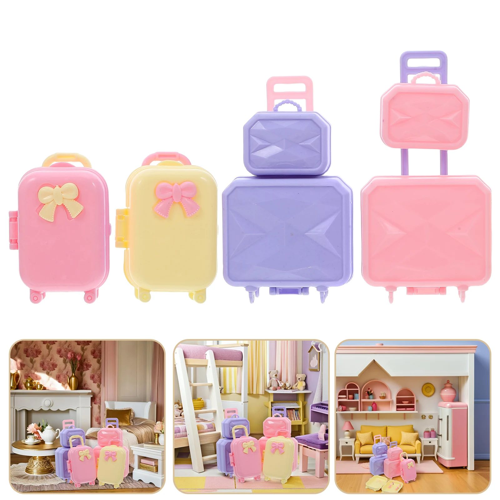 

4Pcs Miniature Suitcase 30cm Accessory Organizer Portable Lightweight Vibrant Outdoor Play Children's Toy Storage Box