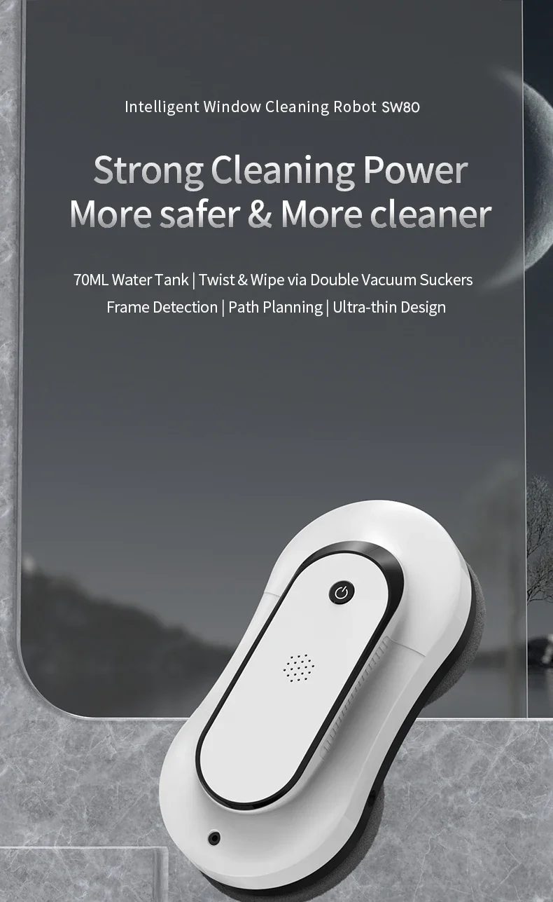 Bagotte SW80 Smart Auto Electric High Rise Wall Building Double Water Spray Vacuum Cleaner Glass Robot Vacuum Window Cleaning
