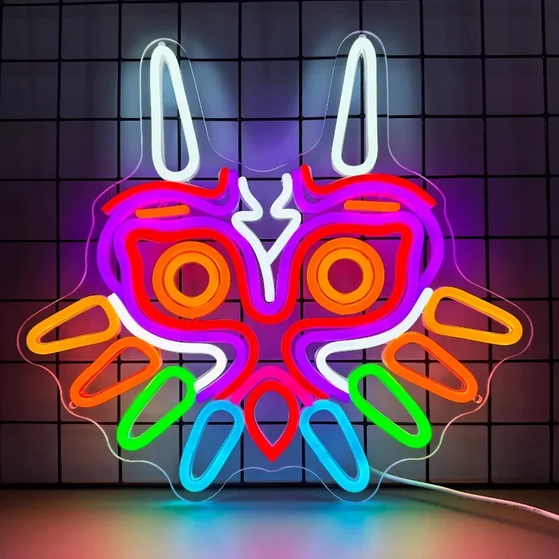 

GGK Majora's Mask LED Sign LoZ Neon Sign for Room Wall Decor Gamer Gift Zelda Mask Game Room Decor LED Neon Light for Zelda Fans