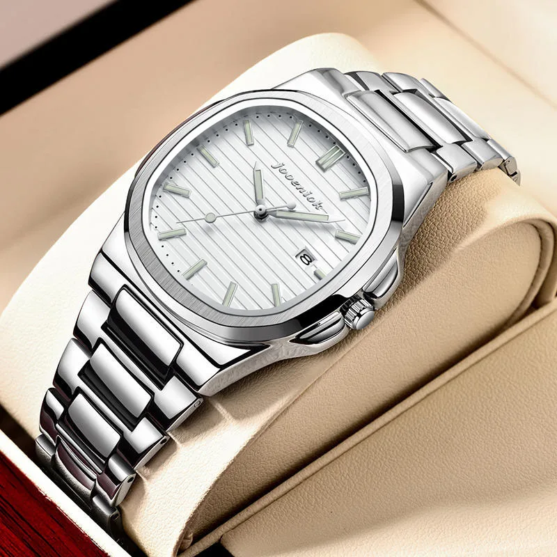 JOOENIOK Military Luxury Man Wristwatch Waterproof Luminous Date Week Square Men Clock Stainless Steel Quartz Men's Watches Male