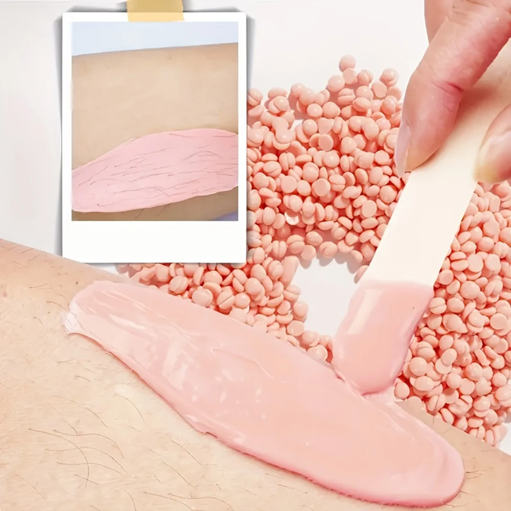Viilife DIY à la maison Kit de cire micro-ondes rose-perles de cire dure avec tasse de fusion et applicateur pour épilation du visage et du corps