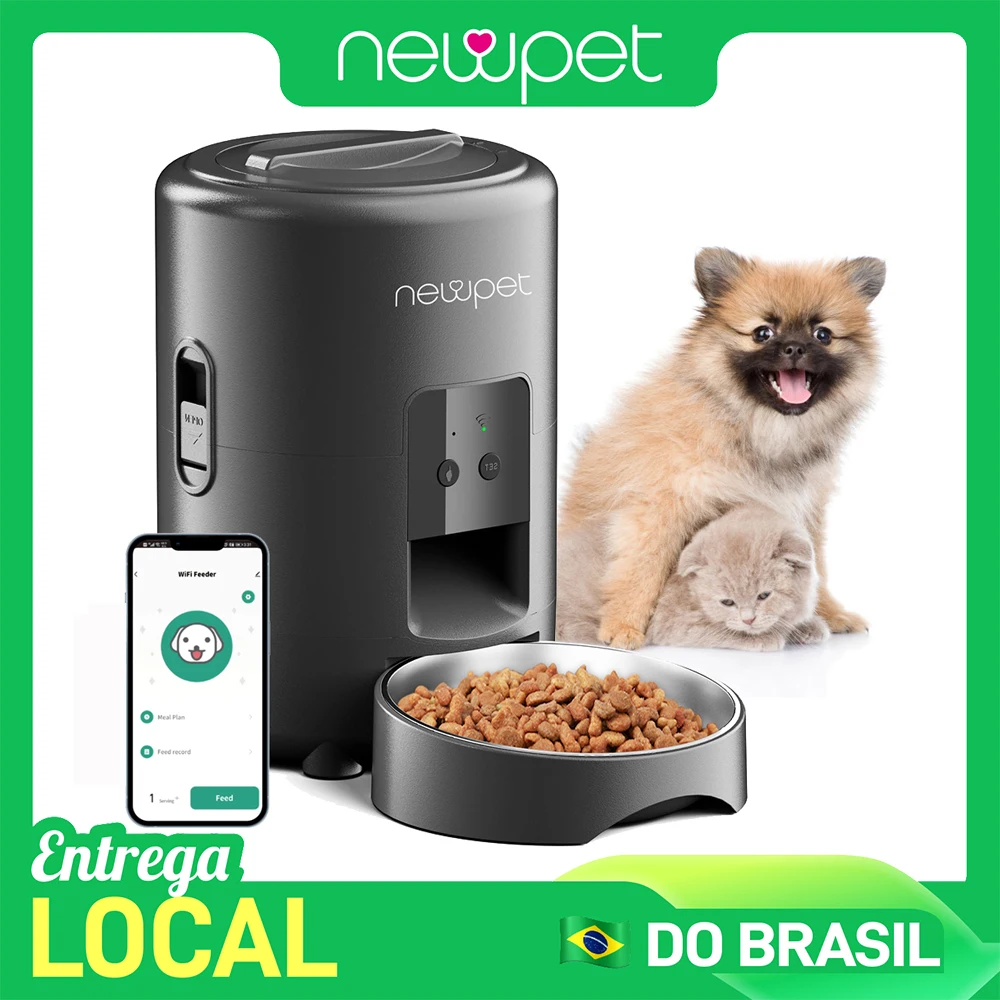 Newpet Alimentador Automático para Gatos Alimentador para Animais de Estimação Tuya APP Alimentador Inteligente para Cães 2L Adequado para Animais de Estimação de Pequeno e Médio Porte Alimentador Automático