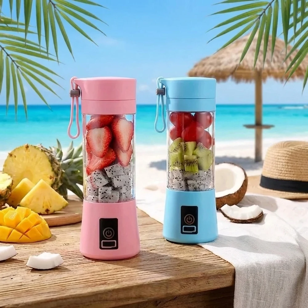 Portable USB Rechargeable Electric Juice Extractor Cup Automatic Mini Juicer with 6 Leaf Blade Lightweight Fruit Blender Cup for