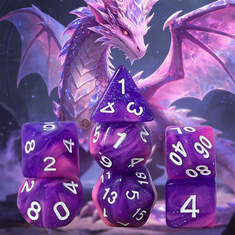 Dice Set Polyhedral - 7Pcs Acrylic DND RPG Polyhedral Dice