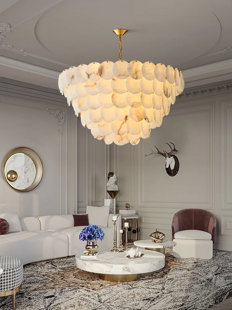 2024 Marble Ceiling Pendant Lamps Home Appliance Luxury Stone Hanging Lamps For Living Room Decoration Lighting Above Table