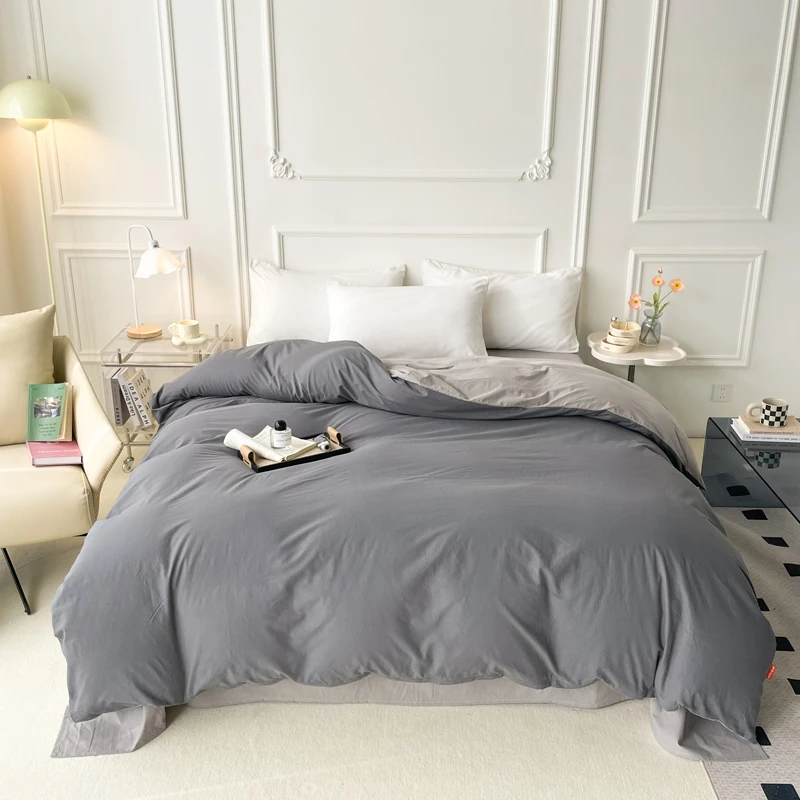 

100% Cotton Duvet Cover(no core) Double-sided Solid Colorn Simplicity Cotton Soft Skin Friendly Breathable,Girls or Boys Bedding