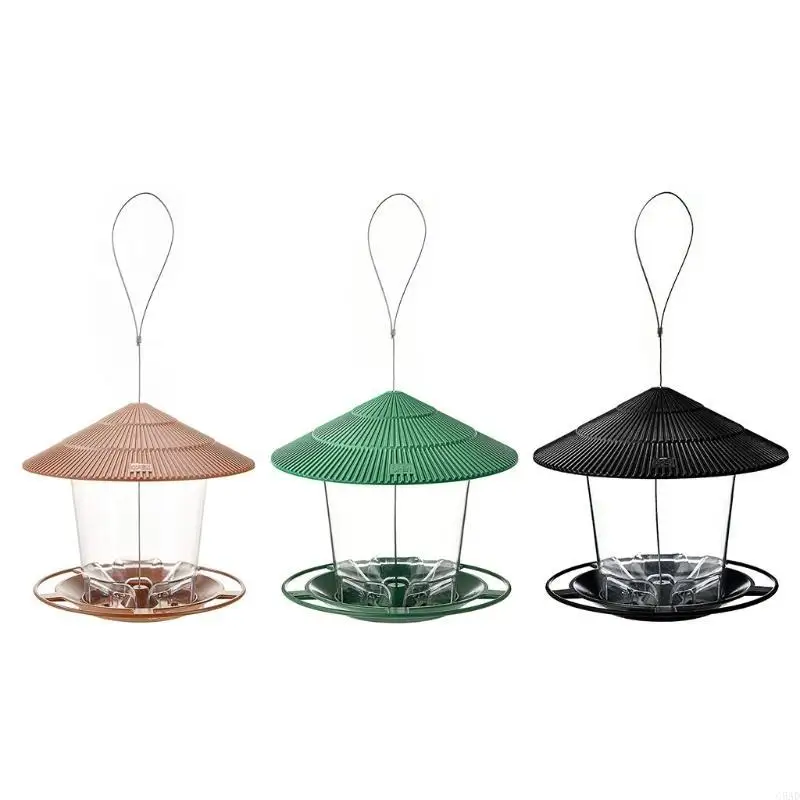

Waterproof Gazebo Hanging Wild Bird Feeder Outdoor Container with Hang Rope Feeding House Type Bird Feeder Decor C5AD