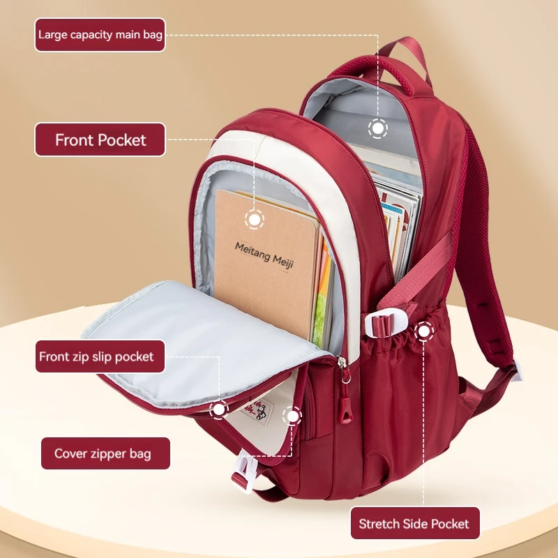 The Girl Uses a Backpack. Student Backpack. Middle Schooler Backpack. A Lightweight and Classic Travel Backpack Suitable for Tee