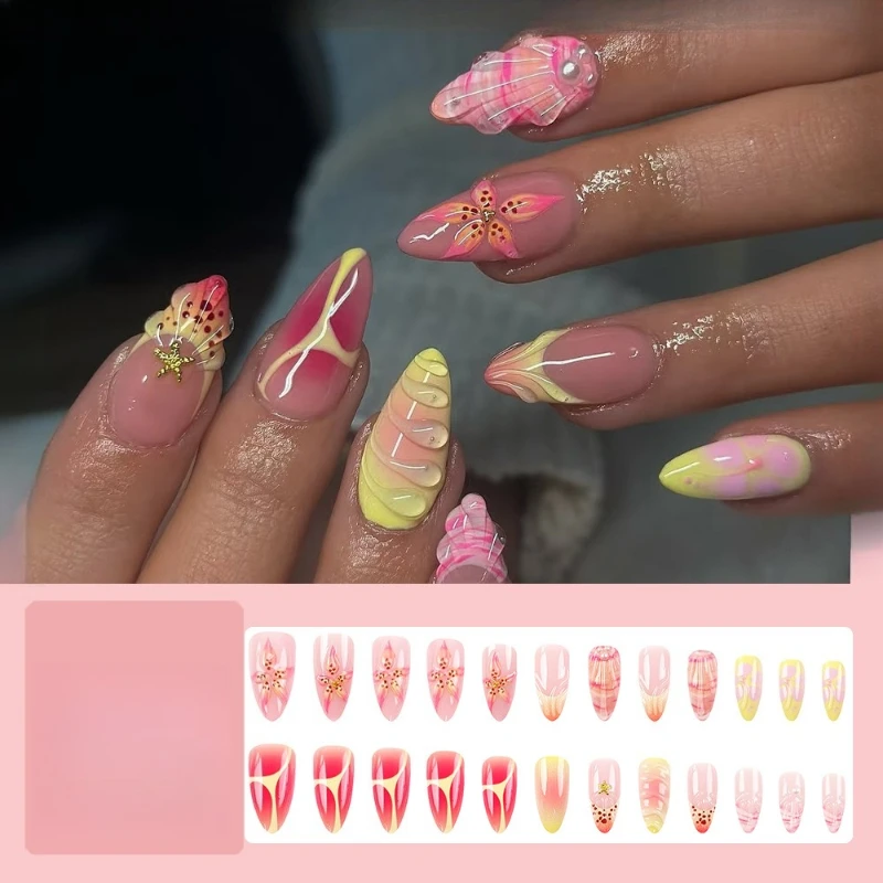 

3D three-dimensional nail patch with diamonds 24 pieces European and American fake nails