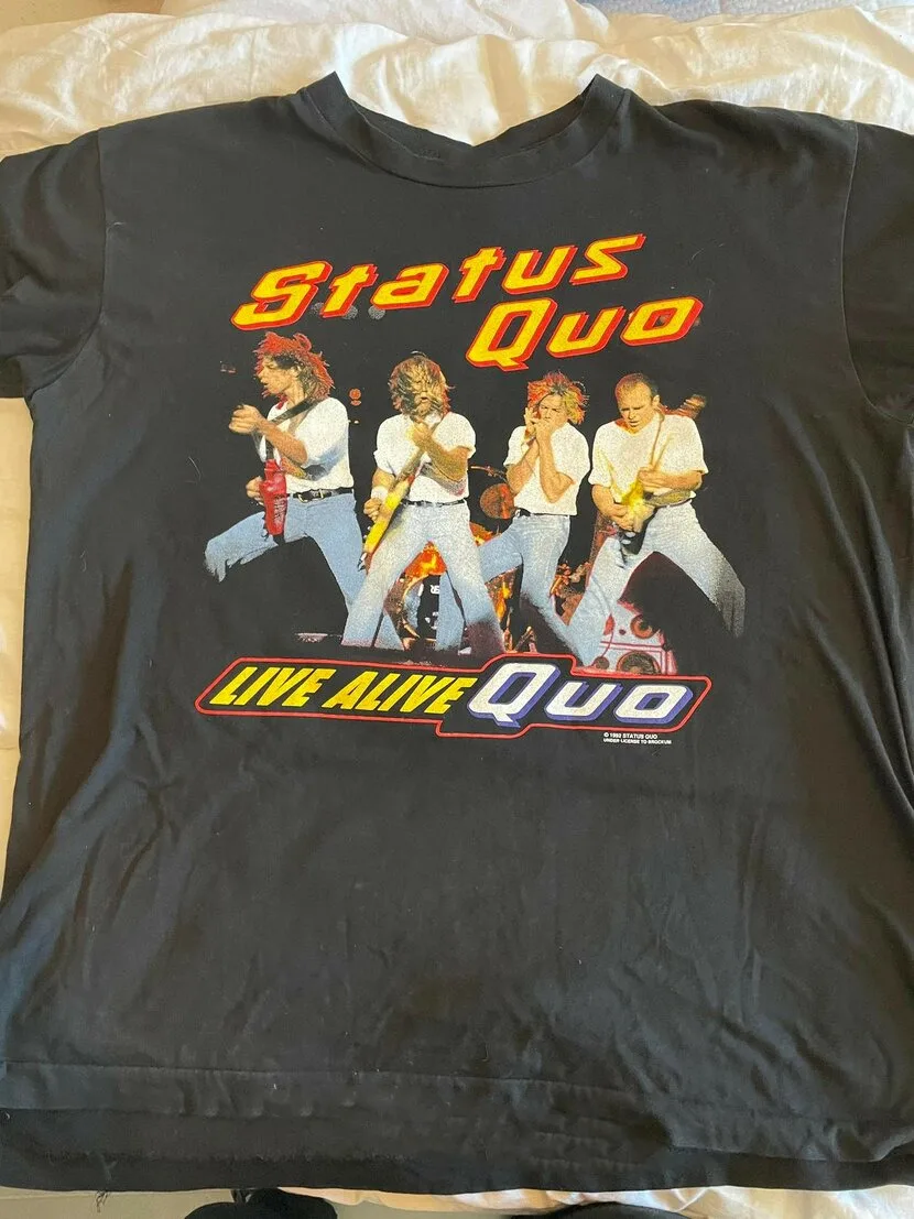 Status Quo Gift For Friends Black T-Shirt Cotton All Size ZH315