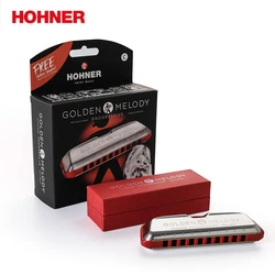 Hohner Golden Melody 10 Hole Diatonic Harmonica Blues harp Gaita Standard 10 Hole Harp (with Red box)