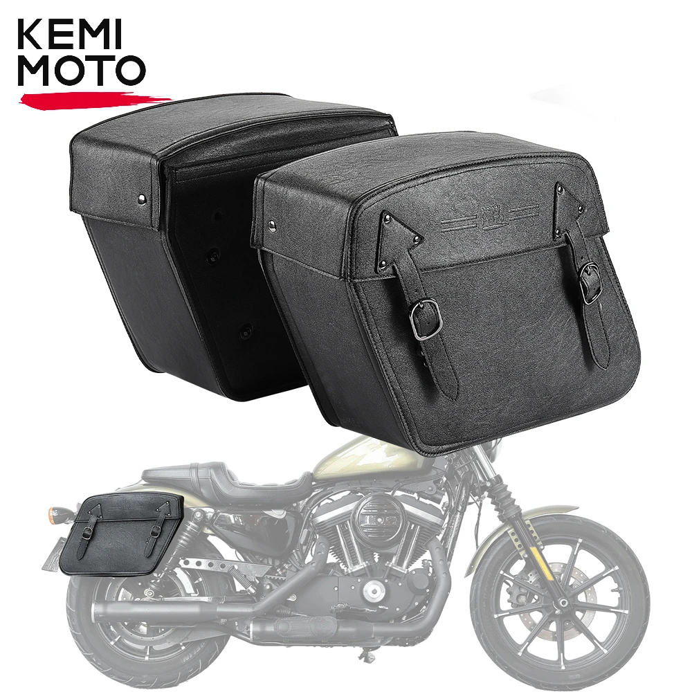 

Motorcycle Saddlebags 32L Waterproof PU Leather Saddle Bags for Sportster 883 XL883 XL 1200 Side Bag Travel Luggage Storage Bags