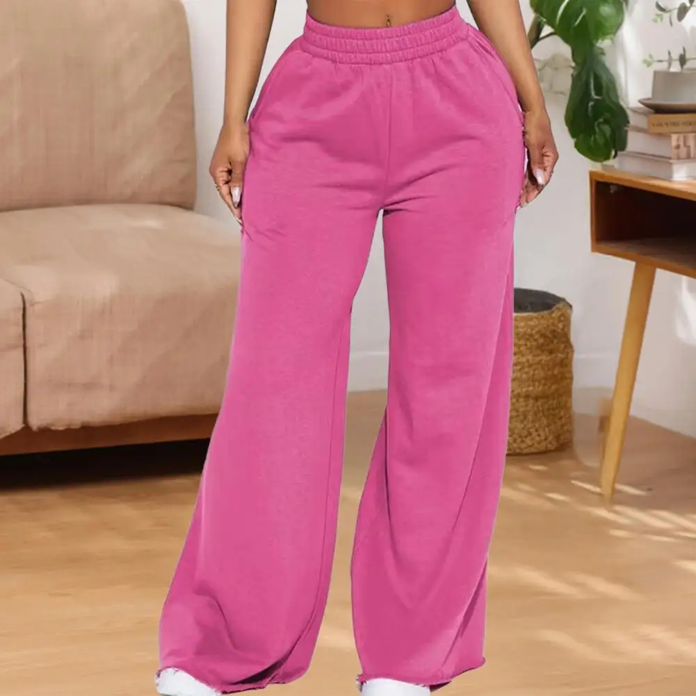 ارتفاع الخصر الهيب هوب نمط Sweatpants سيدة السراويل الطويلة غير رسمية النساء سراويل تقليدية بلون واسعة الساق بنطلون مع جيوب مرنة #2