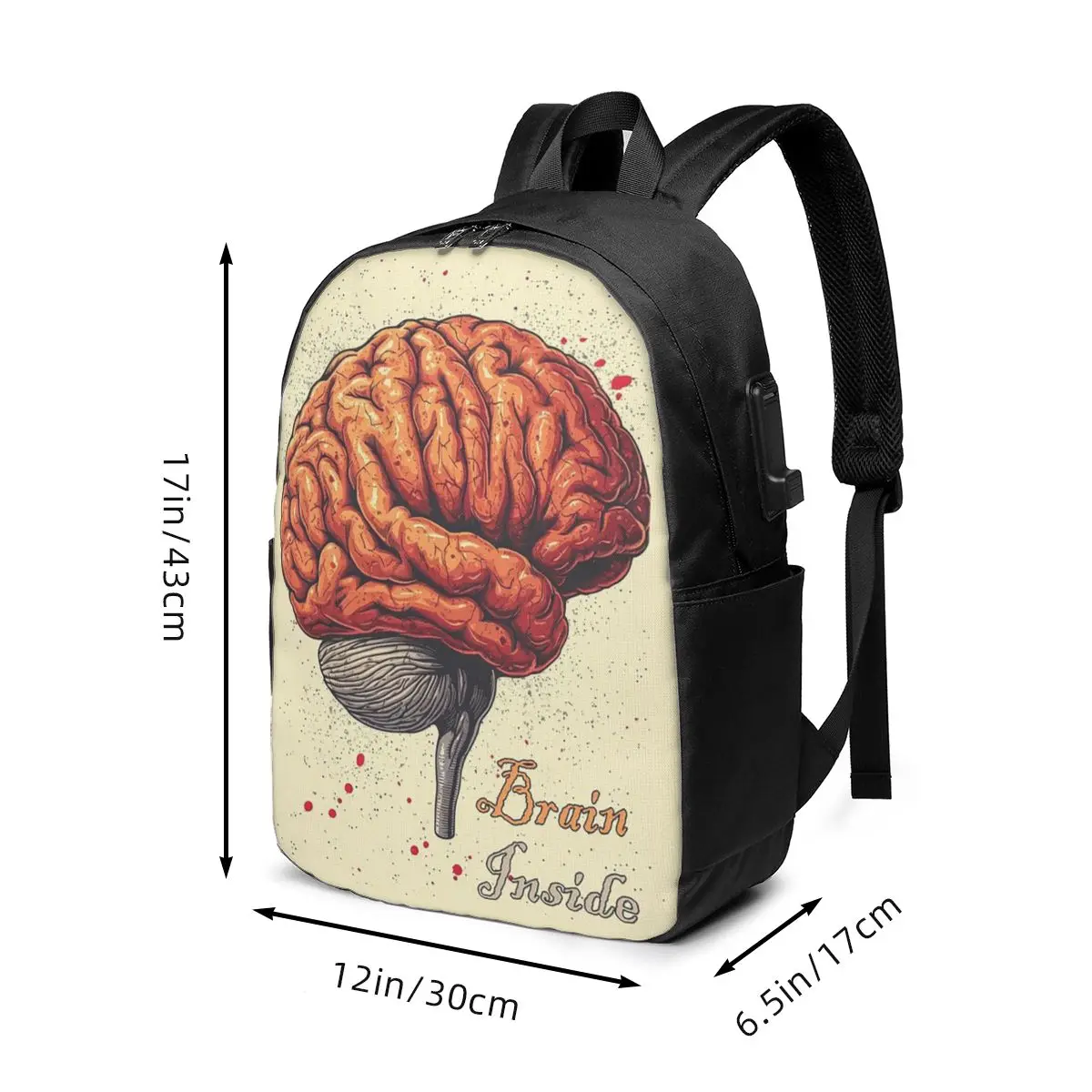 Realistic Brain Anatomy Design Backpack Travel Notebook Bag Computer College Student School Bag Laptop Shoulder Bags Men Women