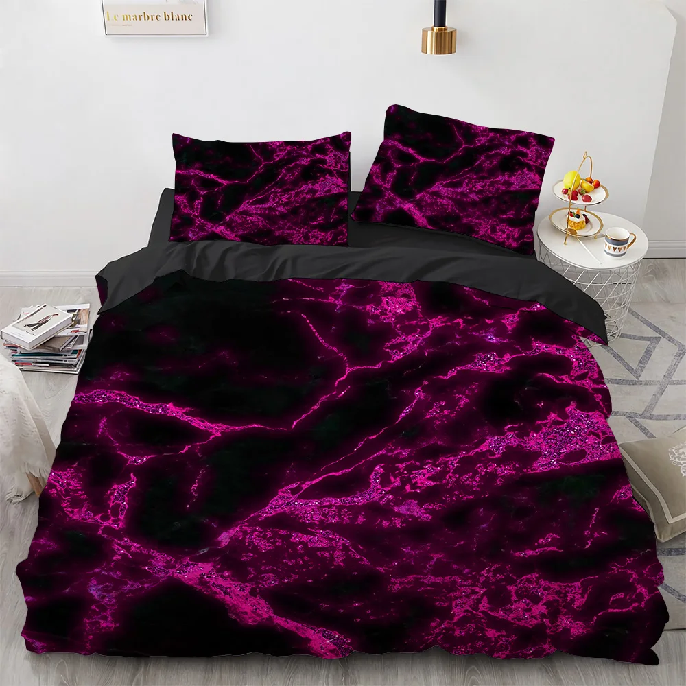 Marble King Queen Duvet Cover Cool Black and White Texture Pattern Bedding Set for Teens Adults 2/3pcs Polyester Quilt Cover
