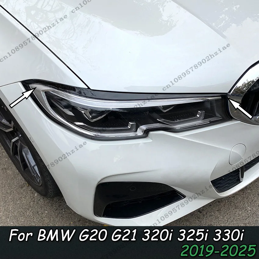 

Car Headlight Eyebrow Eyelid Cover Trim Decorative For BMW G20 G21 320i 325i 330i 2019-2025 Sedan/Touring Gloss Black Body Kits