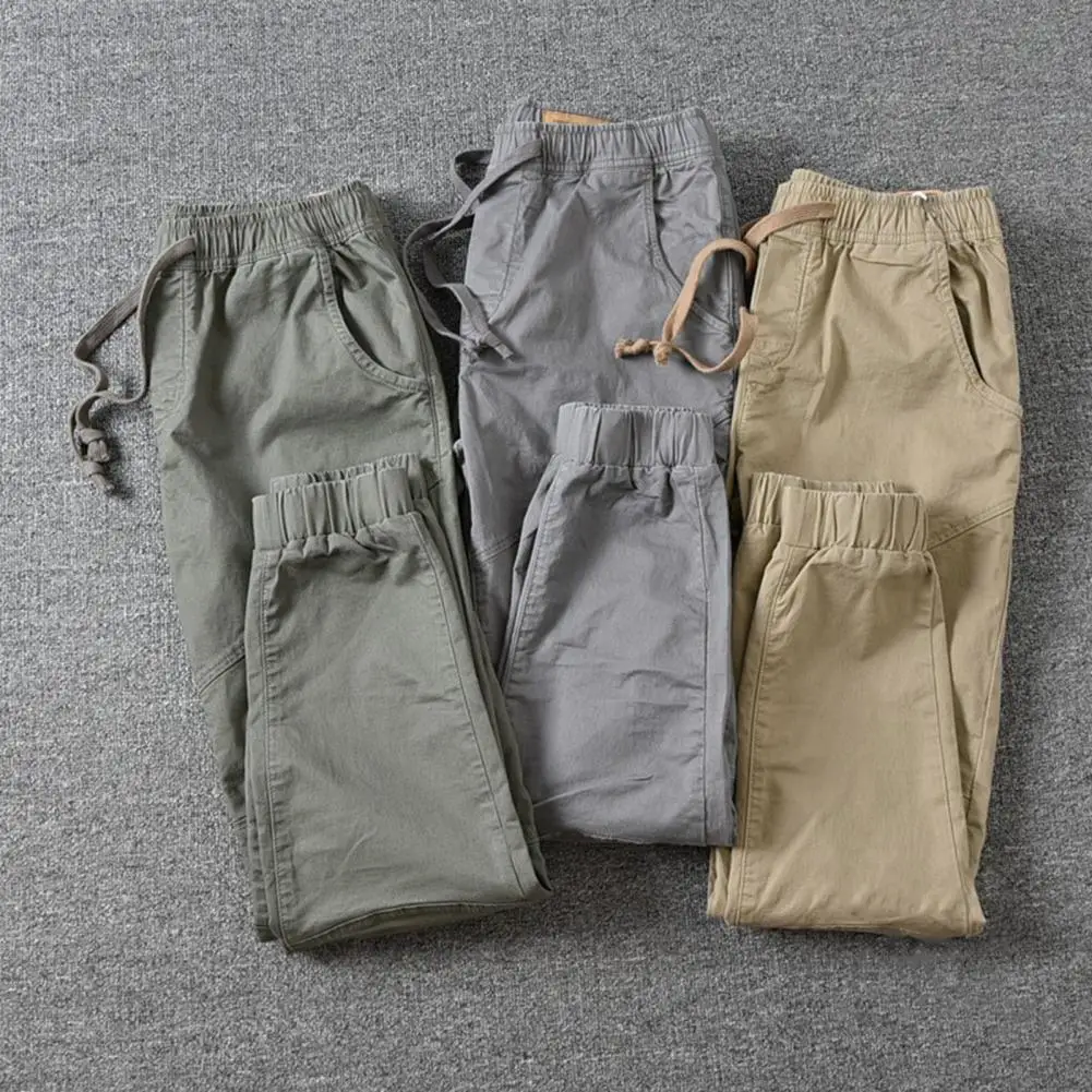 Men\'s Cargo Pants Pockets Breathable Ankle-banded Men Trousers Causal Pants