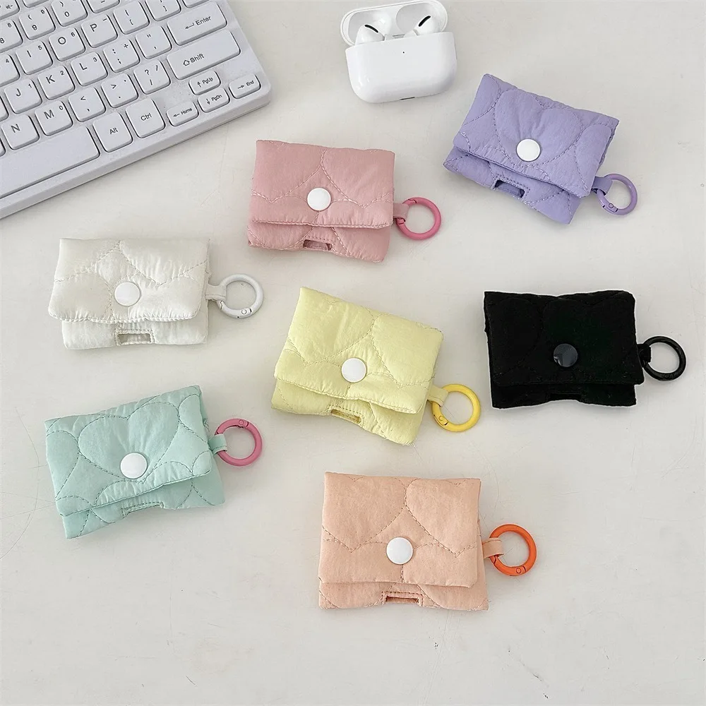 New with Buckle Earphone Bag Lightweight Data Cable Earphone Case Soft Cloth Coin Purse for AirPods