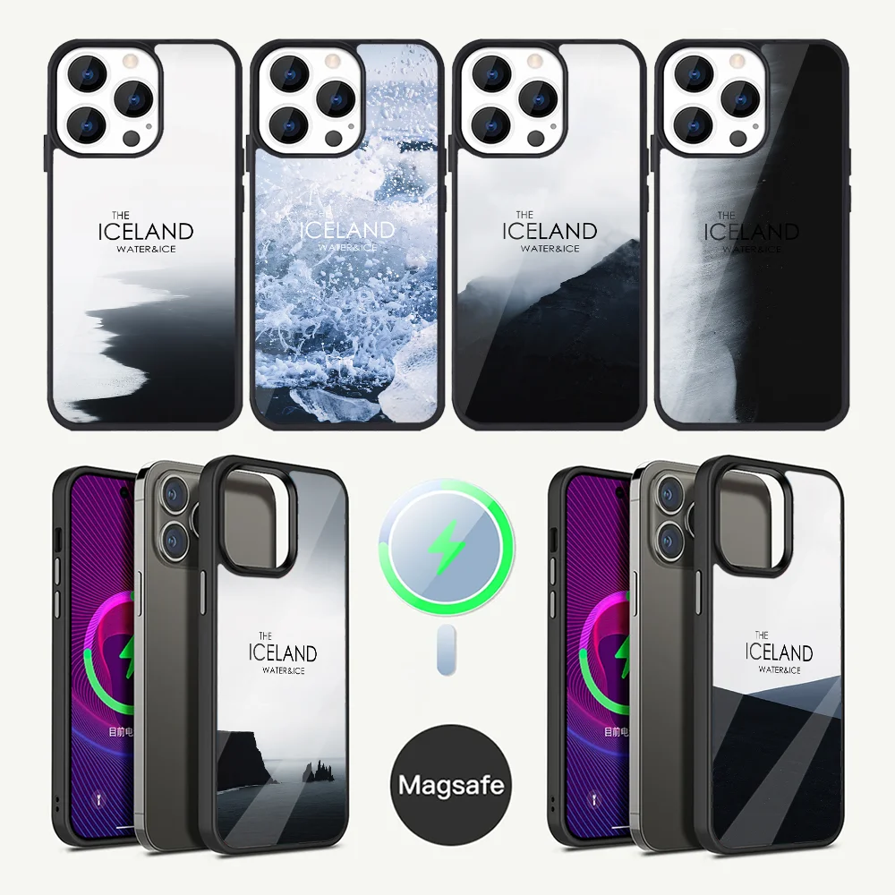 Funda de teléfono con diseño fresco de Iceland para iPhone 16,15,14,13,12,11,Plus,Pro,Max, Mini Magsafe, carga magnética inalámbrica