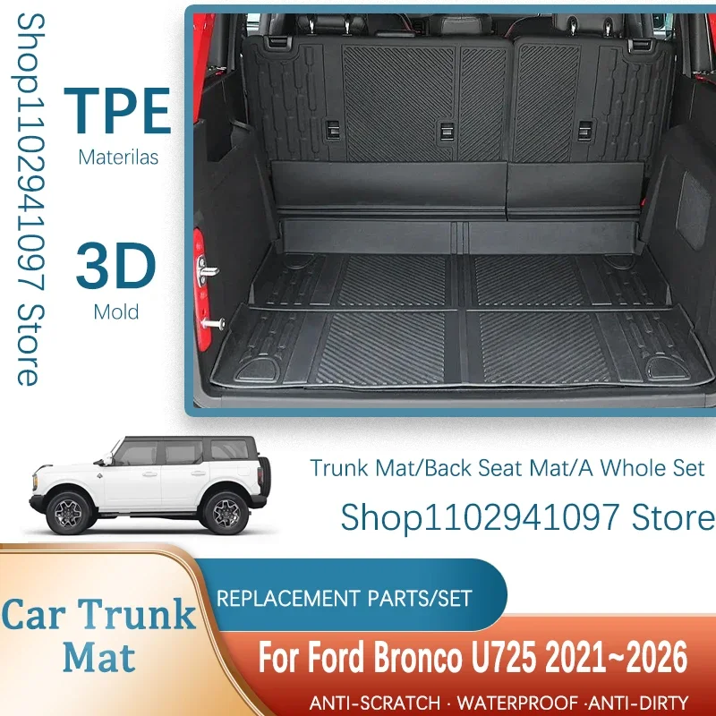 

Car Rear Trunk Mats For Ford Bronco U725 2021 2022 2023 2024 2025 2026 4-door Waterproof Cargo Liner Storage Pad Car Accessories