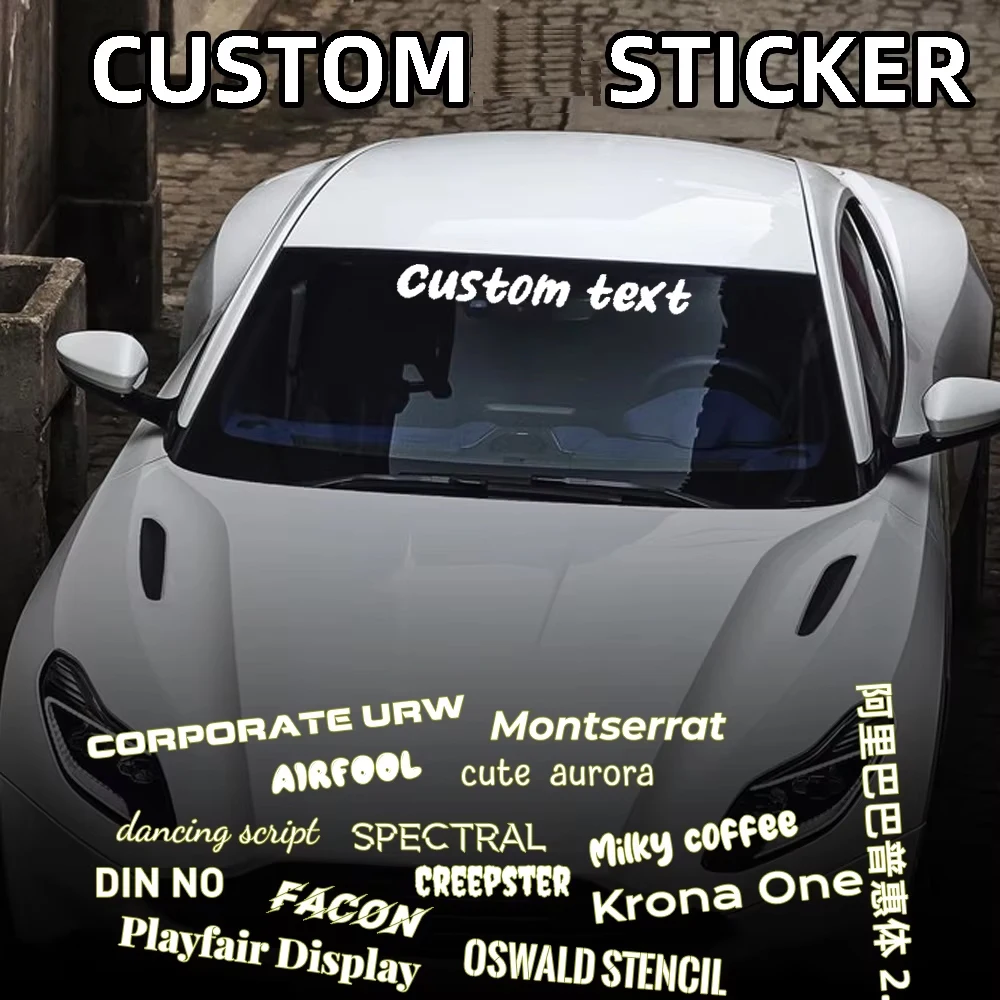 

Car Custom Windshield Sticker Personalized Text Font Vinyl Decor Decal Creative Window Door Hood DIY Decaration Auto Accessories