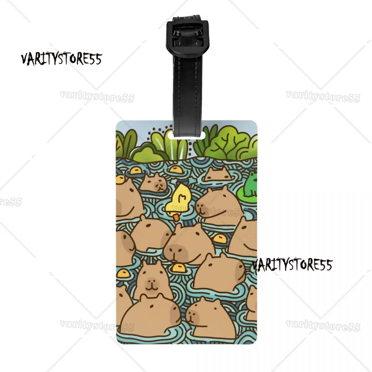 Custom A Pond Full Of Capybara Luggage Tags for Suitcases Funny Baggage Tags Privacy Cover ID Label