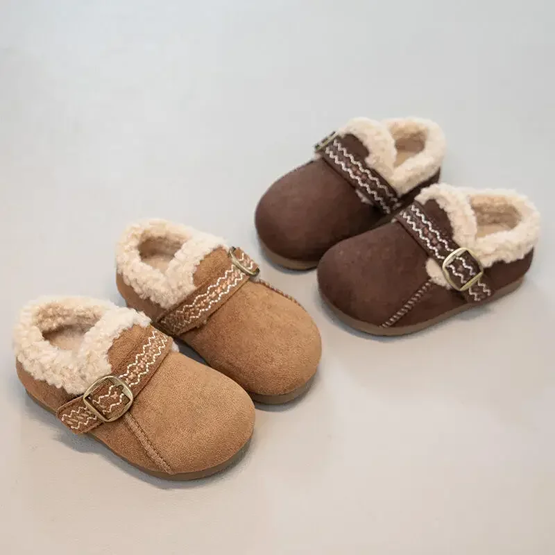 Keep Warm Ankle Boots Outdoors Girl Winter Cotton Shoes Fleece-Lined Thicken Anti-Slippery Child Kawaii Fashion New Casual Shoe