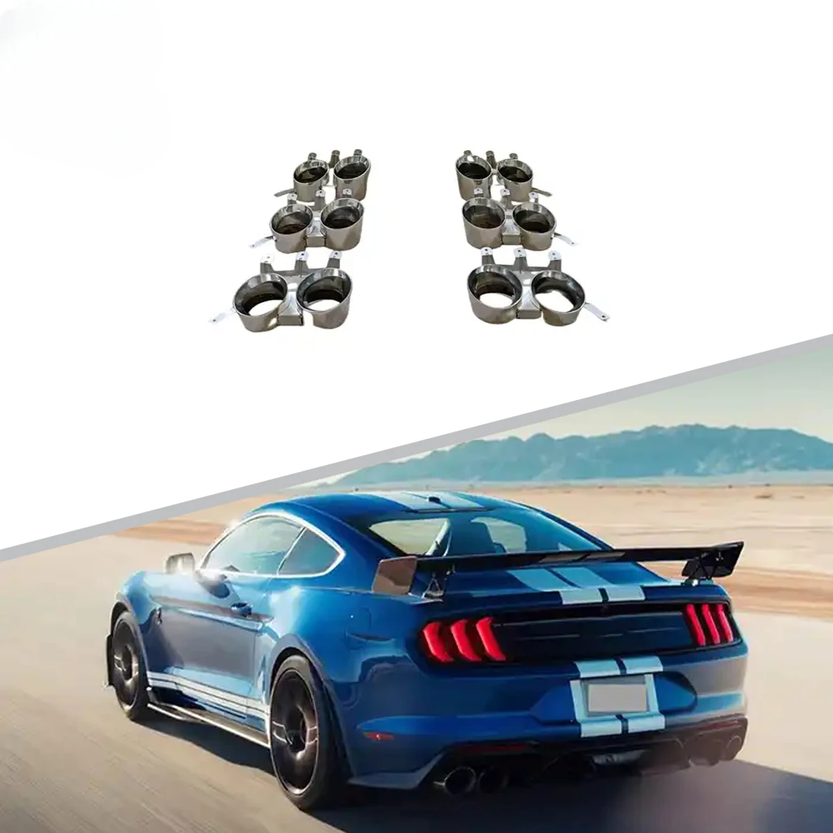 

High Quality GT500 Style Car Rear Bumper Exhaust Tips For Ford Mustang 2018-2022