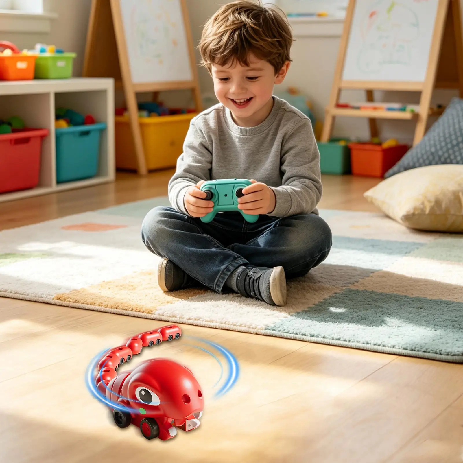Snake Eating Blocks For Kids Remote Control USB Rechargeable Sound Light Remote Control Eating Snake Toys For Courtyard Family