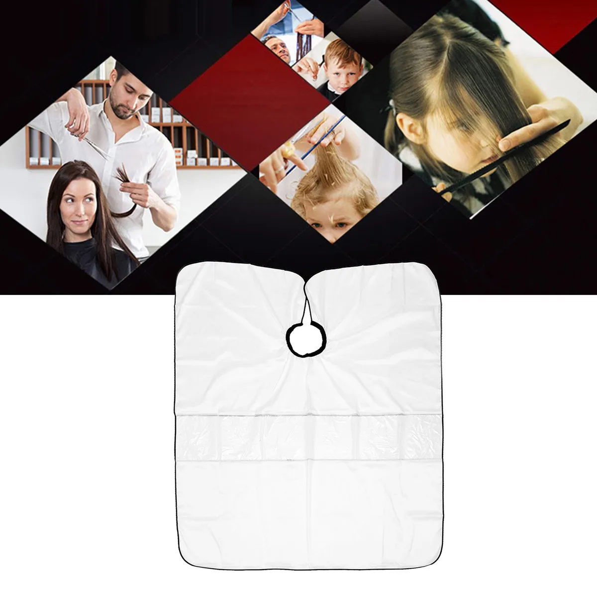 

Hairdressing Cape Haircut Cloak Salon Apron White Hair Styling Apron Transparent Window for Barber Supplies Home Haircut Cape