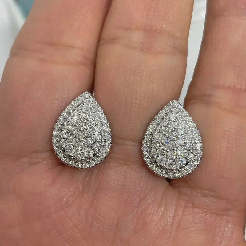 Ladies' Elegant Teardrop Earrings Sparkling Synthetic Zirconia Inlaid Jewelry Daily and Party Jewelry Gifts for Women
