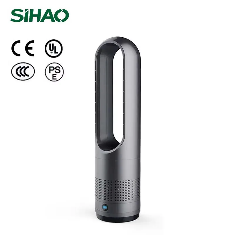 Bladeless Tower Fan with Remote Control, Silent Powerful Floor Standing Fan, 8 Speeds Oscillating LED Display 8H Timer 220V/110V