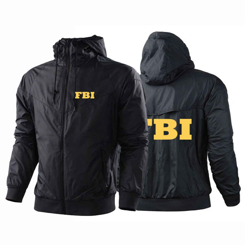 

2024 FBI Men New Spring and Autumn Printing Fashion Trendy Comfortable Casual Stitching Windbreaker Thin Jacket Tops