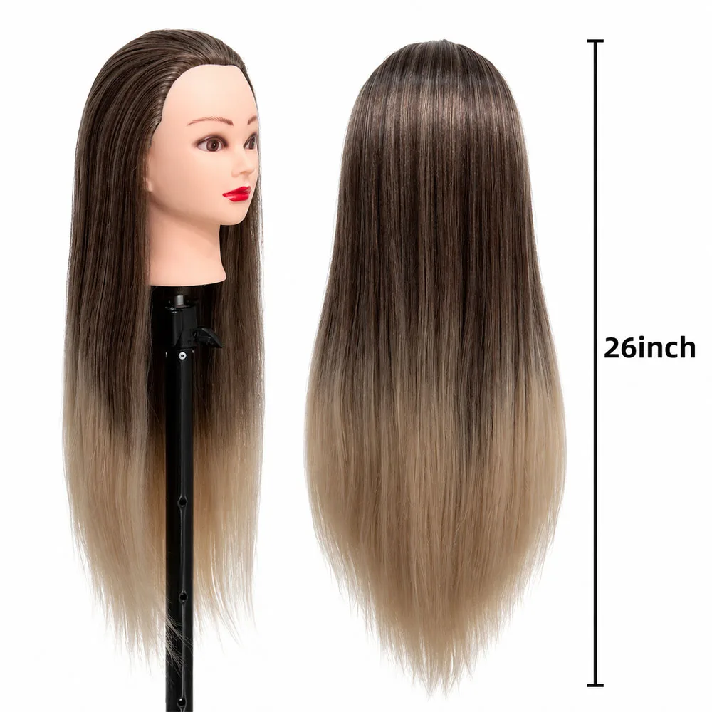 Long Hair Mannequin Head Practice Training Head for Hair Styling Cosmetology Manikin Head Hairdressing Braiding with Stand