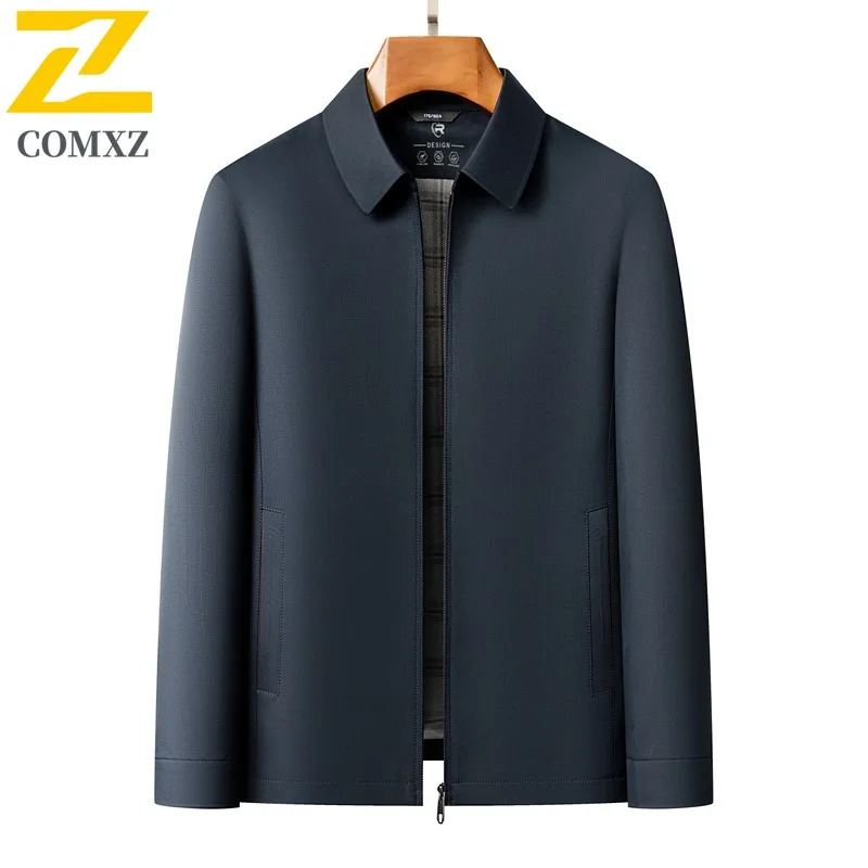 

COMXZ Men Lightweight Windbreaker Coat Solid Color New Brand Luxury Outdoor Office Golf Business Jackets New Coat with No Hood