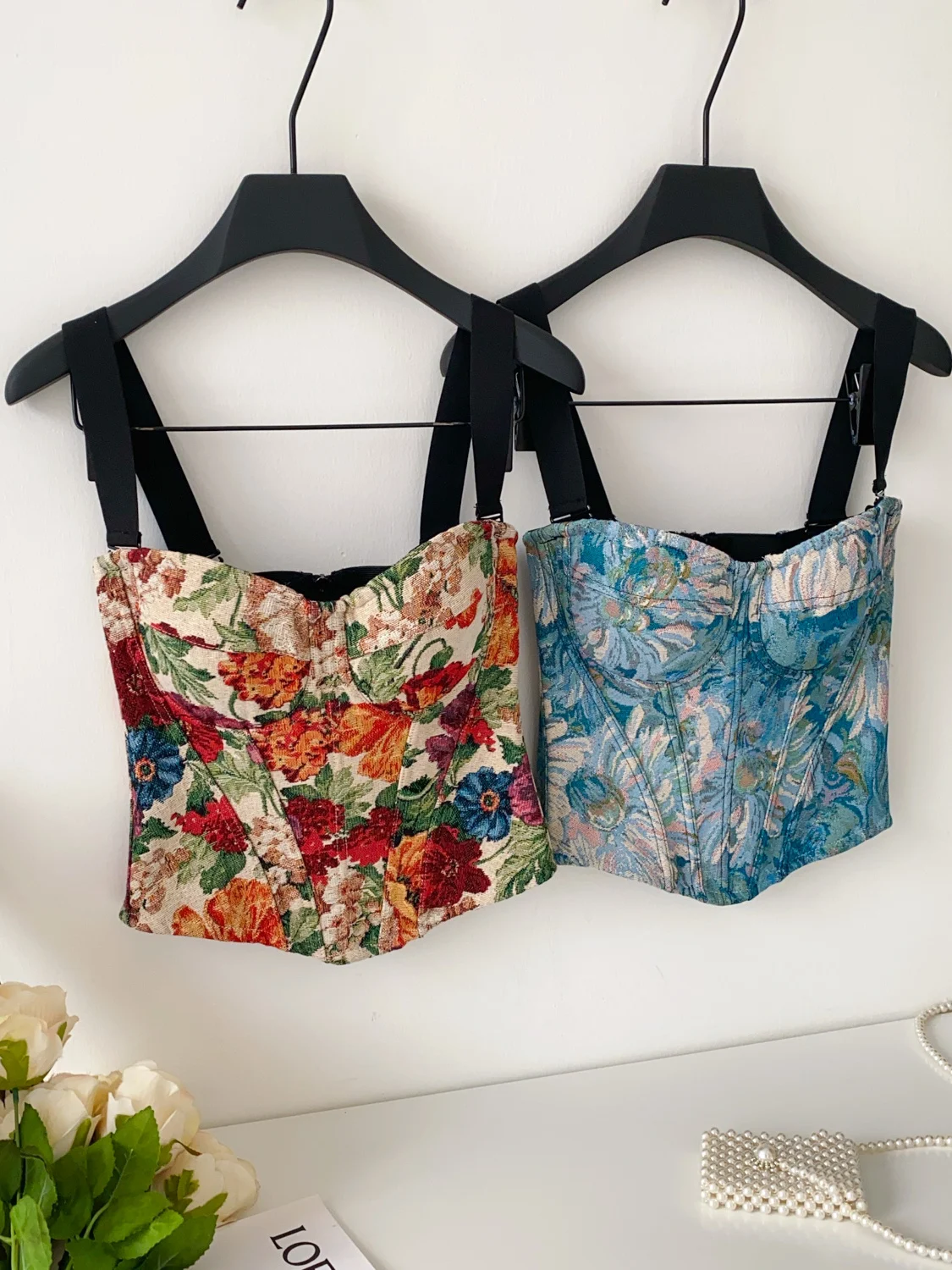 Retro Oil Painting Style Women's Slim Fit Crop Top Strapless Vest Hot Girl Summer Street Style Pure Desire Fashionable Top