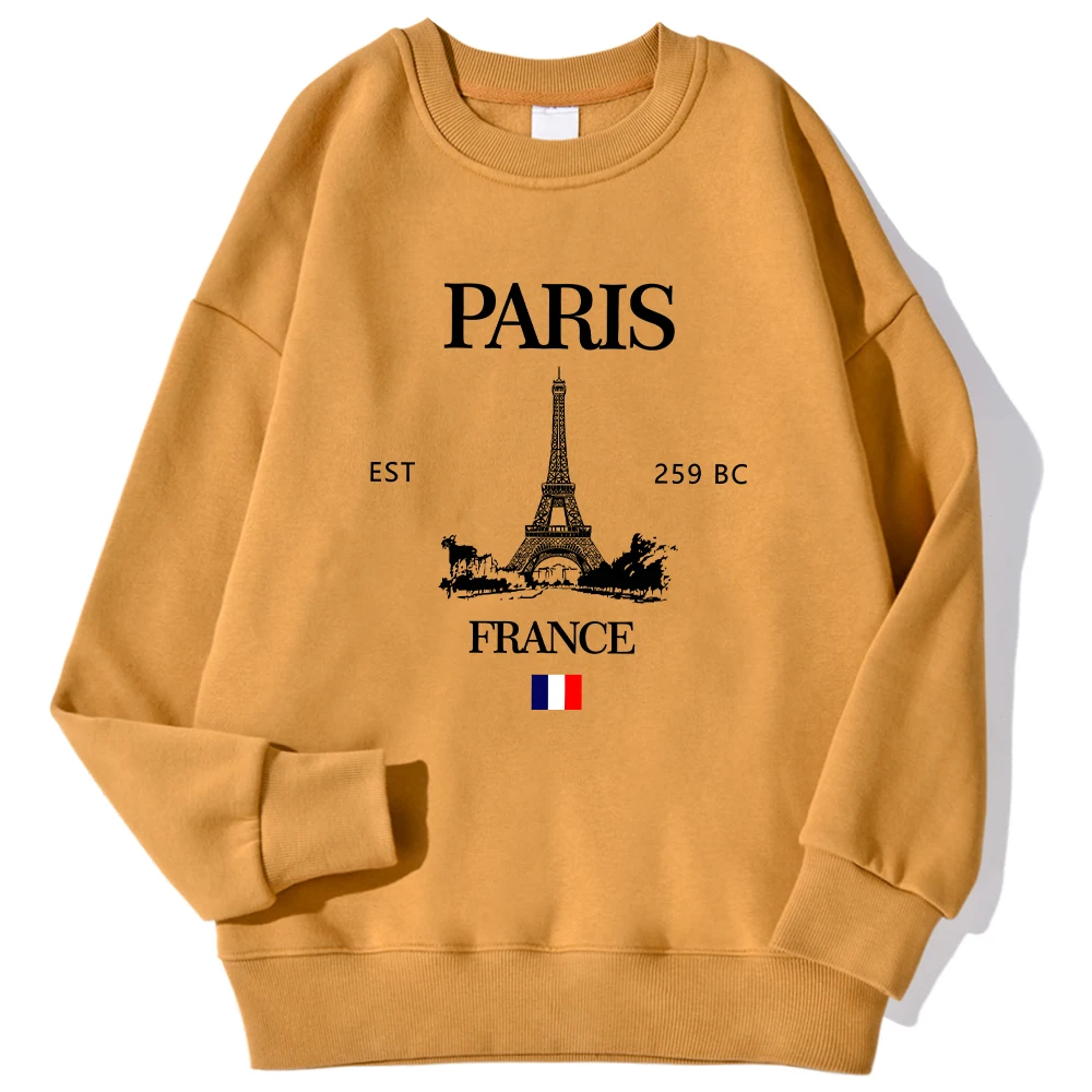 Fashion Womens Hoodie Paris France Eiffel Tower Printing Sweatshirt Crewneck Soft Warm Breathable Pullover Autumn Winter Tops