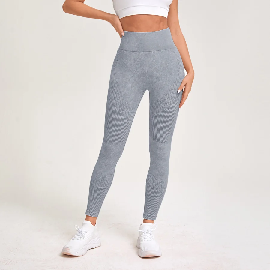 레트로 스톤 워시 스포츠웨어 여성 짐 요가 팬츠 디스트레스드 심리스 하이웨이스트 여성 스포츠 레깅스 뱃살 보정 스쿼트프루프