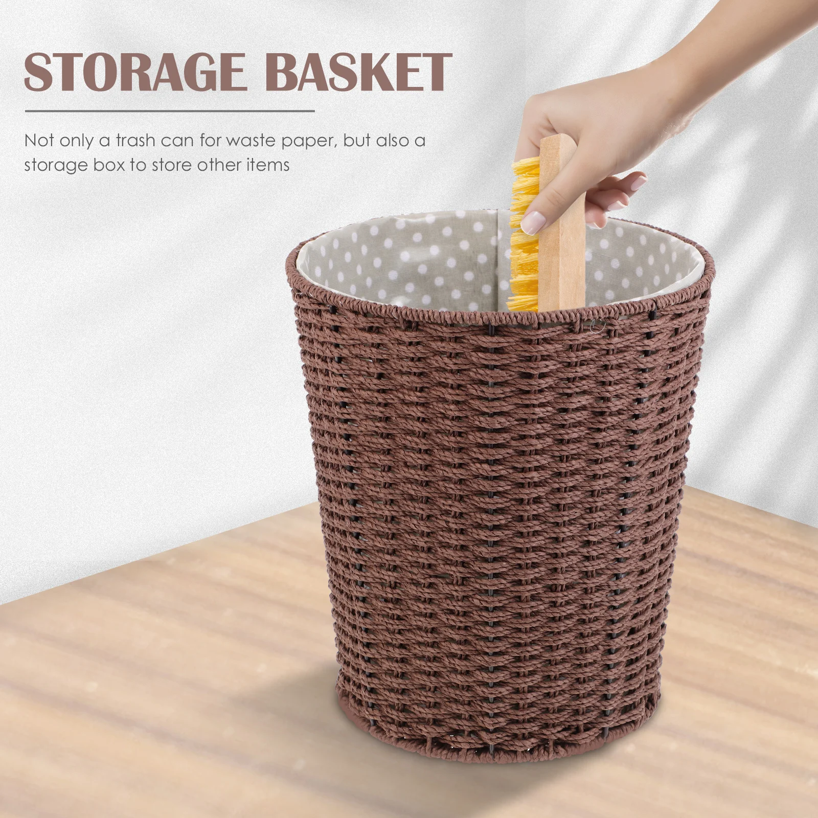 

Wicker Straw Frame Storage Basket Woven Laundry Container Household Child Bedroom Living Room Bathroom Use Handwoven Edges Stain